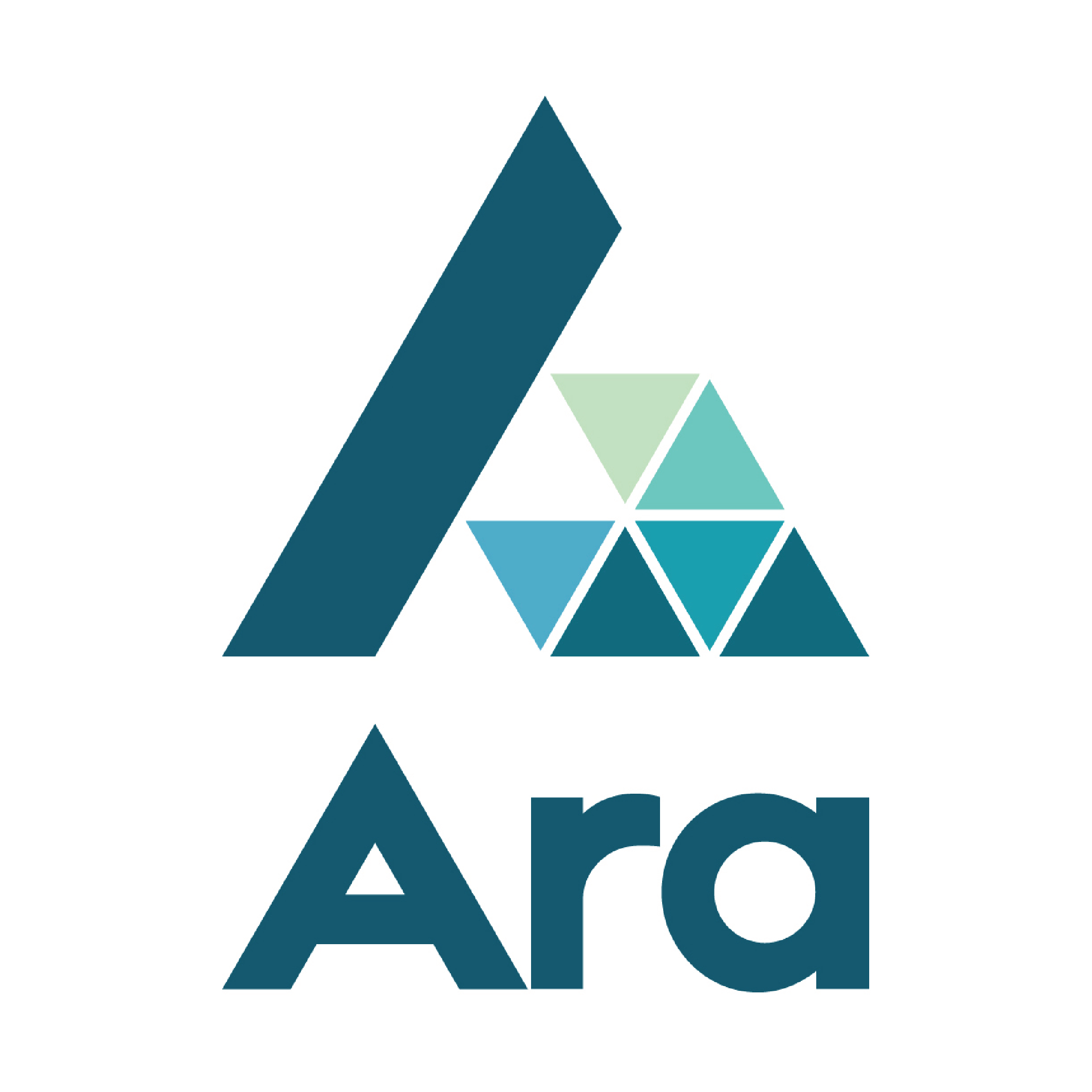 Ara logo, with an A-shape made out of geometric shapes.