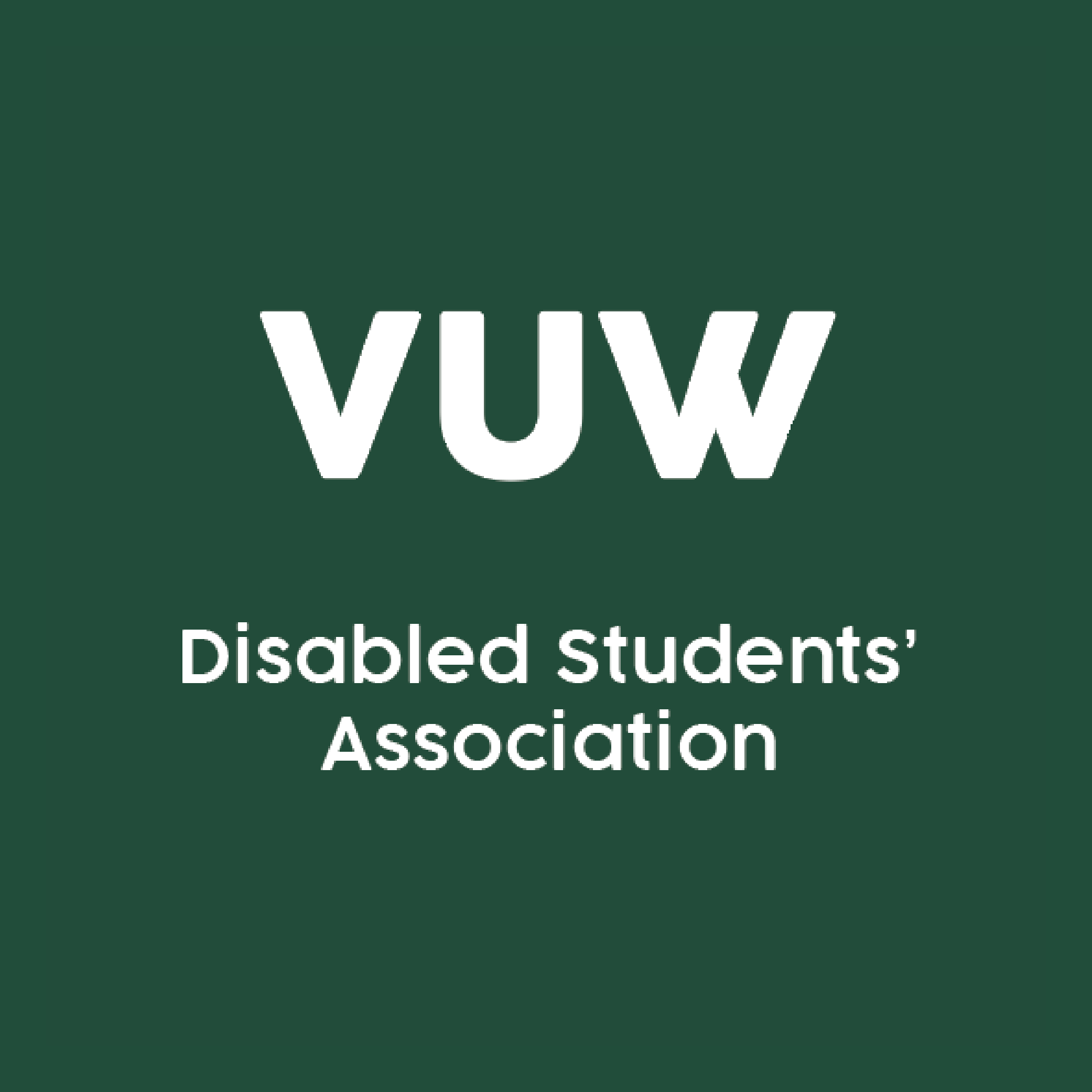 Victoria University of Wellington Disabled Students’ Association logo on a dark green background